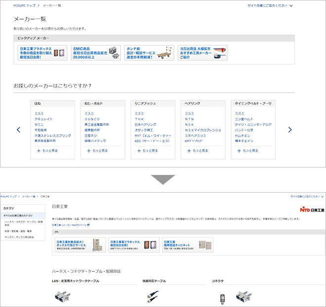 メーカーページを開く