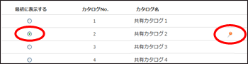 最初に表示されるカタログに設定されている場合のマーク